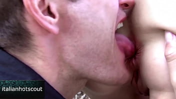 Horny blonde girl with light eyes fucked in pussy and ass outdoors