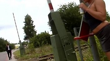 German redhead pick for gangbang in nature