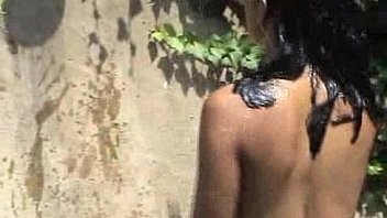 Outside bathing of beautiful tean