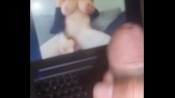 Masturbating to a big tits compilation cumming so good with my big black cock