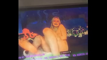 Masturbating to a big tits compilation cumming so good with my big black cock