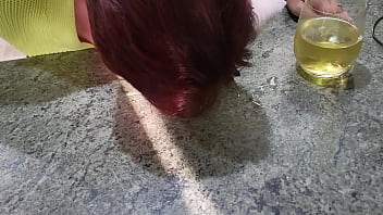 Nz trashy sub told to guzzle up the spilt by her master