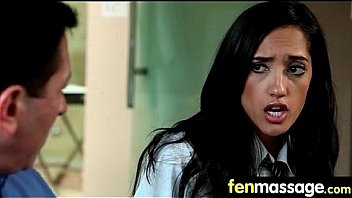 Deepthroat blowjob from big tits massage girl 4