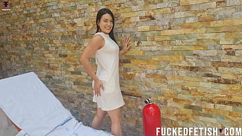 Hot curvy darkhair white dress new scene w46