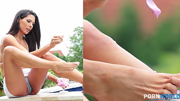 Ice cream variations super sexy glamour babe licks her feet