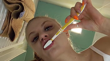 Princess kirstin spit with toothpaste on you