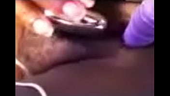 Black&ebony cougar plays with her pussy for me