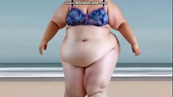 Chinese fatty jiggles her meaty body on the beach solo ai generated llot16