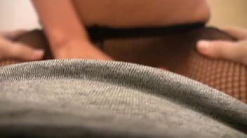 Jenny welch in black fishnet pantyhose sucking cock