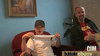 Ebony in a huge bukkake 26