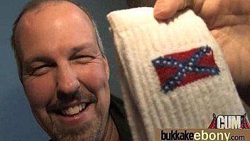 Ebony in a huge bukkake 26