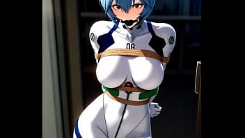 Rei ayanami try to escape from tight bondage