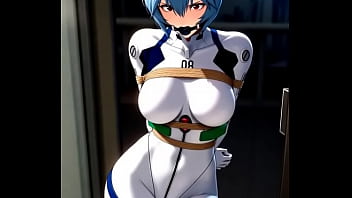 Rei ayanami try to escape from tight bondage