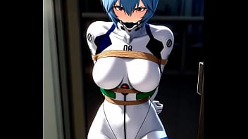 Rei ayanami try to escape from tight bondage