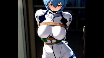 Rei ayanami try to escape from tight bondage