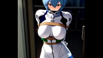 Rei ayanami try to escape from tight bondage