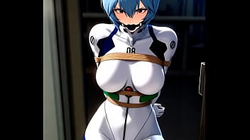 Rei ayanami try to escape from tight bondage