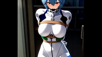 Rei ayanami try to escape from tight bondage