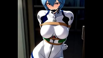 Rei ayanami try to escape from tight bondage