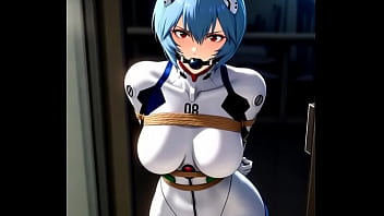 Rei ayanami try to escape from tight bondage