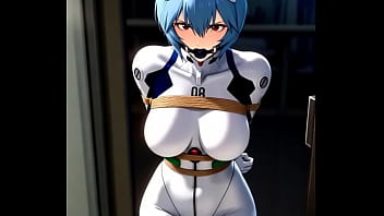Rei ayanami try to escape from tight bondage