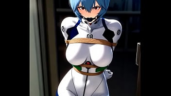 Rei ayanami try to escape from tight bondage