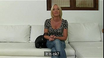 Blonde strips and fucks on casting