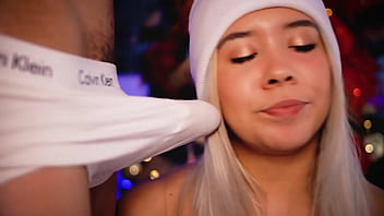 Blonde with an angelic face enjoys sucking a good penis while recording a video