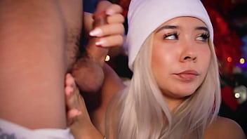 Blonde with an angelic face enjoys sucking a good penis while recording a video