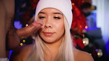Blonde with an angelic face enjoys sucking a good penis while recording a video