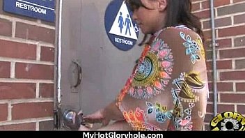 Hot babe comes back for dick at gloryhole 2