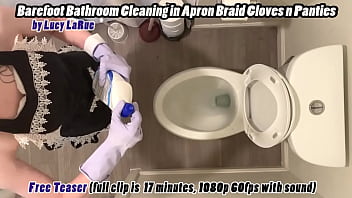 Barefoot Bathroom Cleaning In Apron Braid Gloves N Panties thumbnail