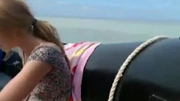 Blonde teen masturbating outside in public