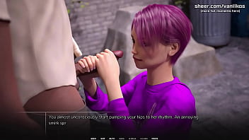 Pink hair skinny young girl with hot small tits outdoor public handjob and blowjob with a hot facial cumshot taboo university steam game 3d animated hentai game part #19