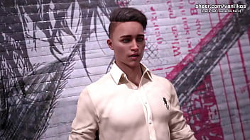 Pink hair skinny young girl with hot small tits outdoor public handjob and blowjob with a hot facial cumshot taboo university steam game 3d animated hentai game part #19