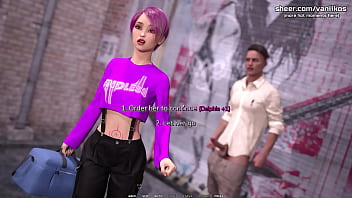 Pink hair skinny young girl with hot small tits outdoor public handjob and blowjob with a hot facial cumshot taboo university steam game 3d animated hentai game part #19