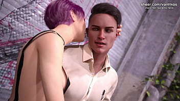Pink hair skinny young girl with hot small tits outdoor public handjob and blowjob with a hot facial cumshot taboo university steam game 3d animated hentai game part #19