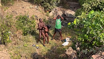 2 strangers taking turns to fuck this teenage village girl in the river