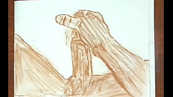 Bbc covered in a lot of cum from stroking