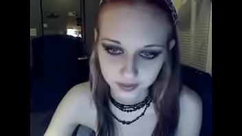 Goth chick masturbates with dildo on webcam