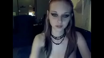 Goth chick masturbates with dildo on webcam
