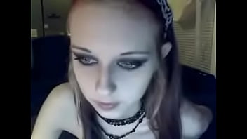 Goth chick masturbates with dildo on webcam