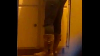 Voyeuring my step auntie in kitchen