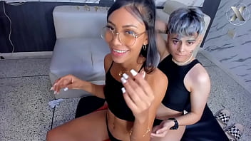 Lesbian girl and her friend enjoy a good cock giving blowjobs