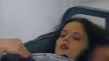 Horny brunette working two dicks