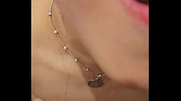 Wild wife's dripping bathroom blowjob with blazzing nails