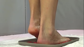 Peeing in strawberries and trampling them with my beautiful feet