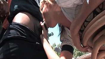 Blonde hooker sucking massive black