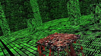 A virtual woman inflates belly with air compressor