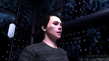 A virtual woman inflates belly with air compressor